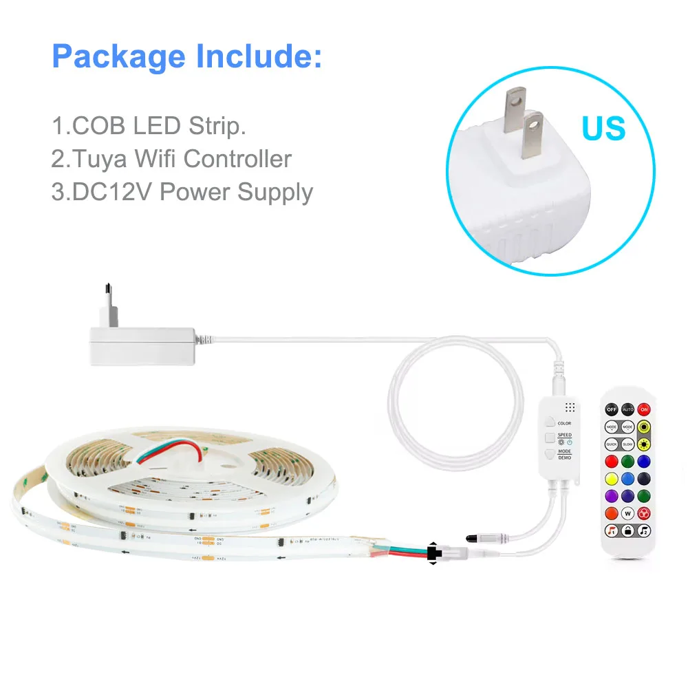 ตัวเลือกสินค้า WS2811 RGBIC COB ไฟ LED Strip Dream สีแอดเดรสสมาร์ท LED เทปยืดหยุ่น Tuya WIFI APP ควบคุม DC12V สําหรับ Alexa Google