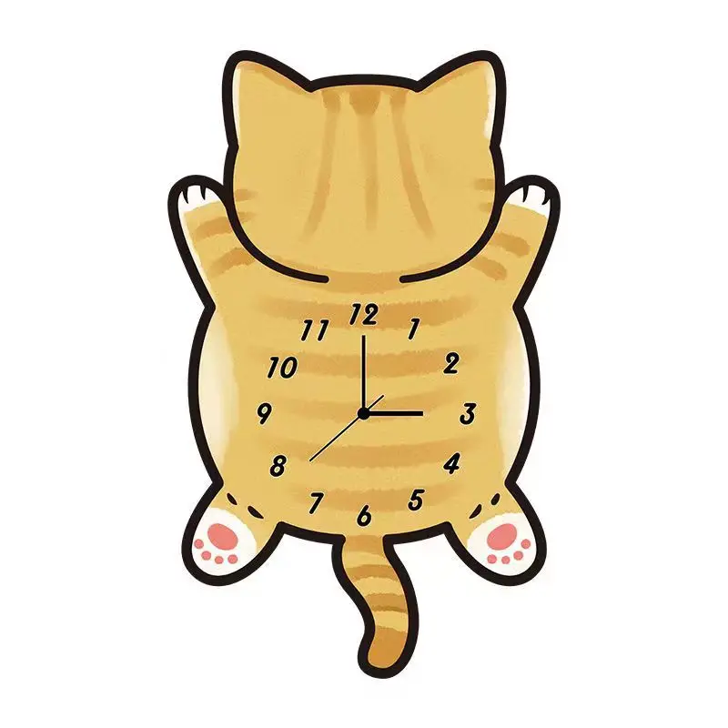 Big Orange Cat Back Wall Clock cat  