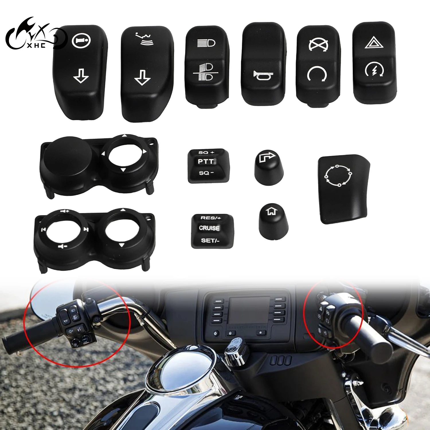 Black Motorcycle Hand Control Switch Housing Button Cover Cap For ...