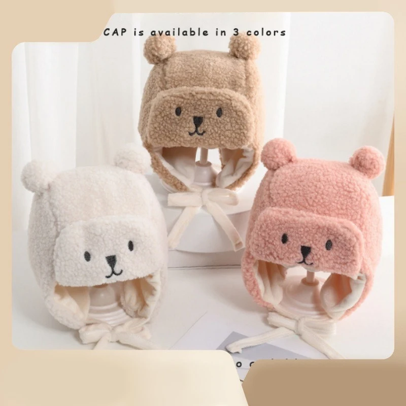 

Warm Very Suitable For Newborns Baby Hat Comfortable And Warm Tricolor Baby Clothing Thick Bear Hat Cute Design Ear