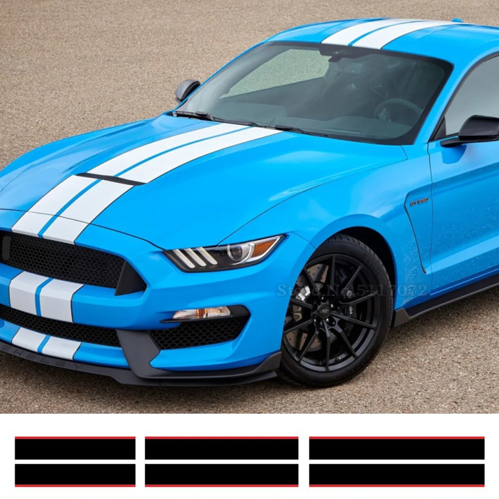 

3PCS Car Wrap Stickers and Decals For Ford Mustang 2015-2018 Car Body Kits Gear Shift Sticker Racing Stripes Rally Hood Vinyl