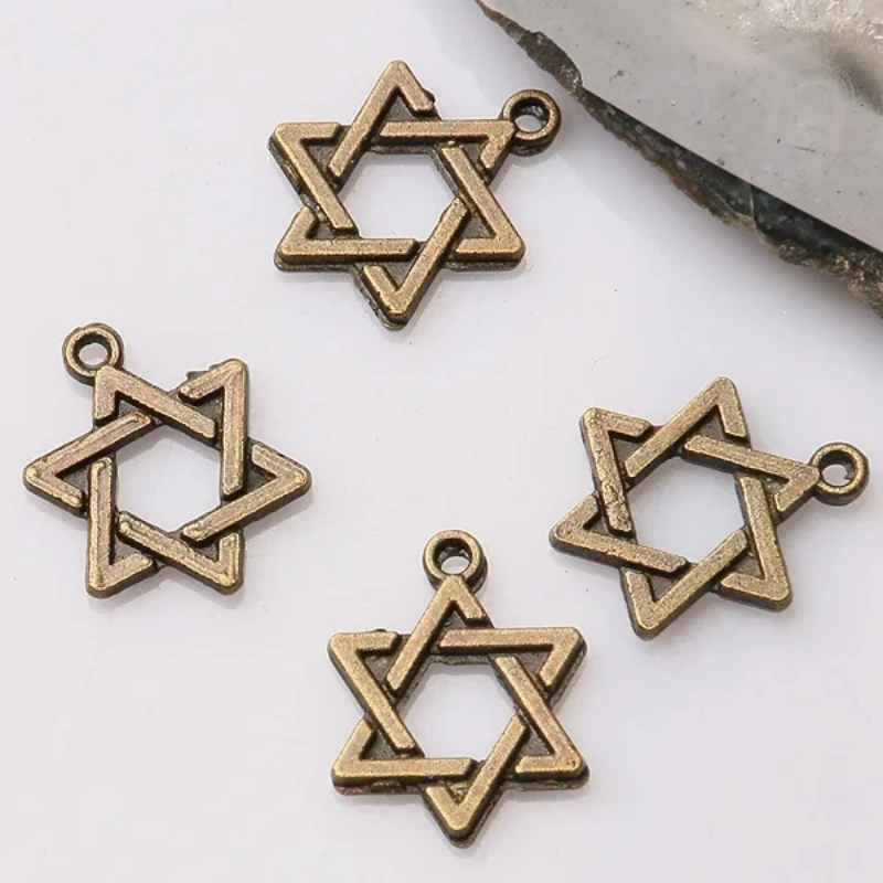 

30pcs 12mm Antiqued Bronze Color 2sided Pentagram Star Design Charms EF3387 Charms for Jewelry Making