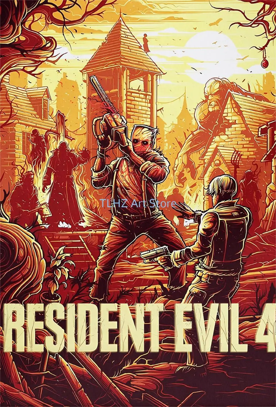 thumbnail image 1 of Pósteres y grabados del videojuego retro de moda R-Resident Leon Kennedy Evil, impresión en lienzo, arte de pared, imagen para decoración de sala de estar, regalo, 1 of 5