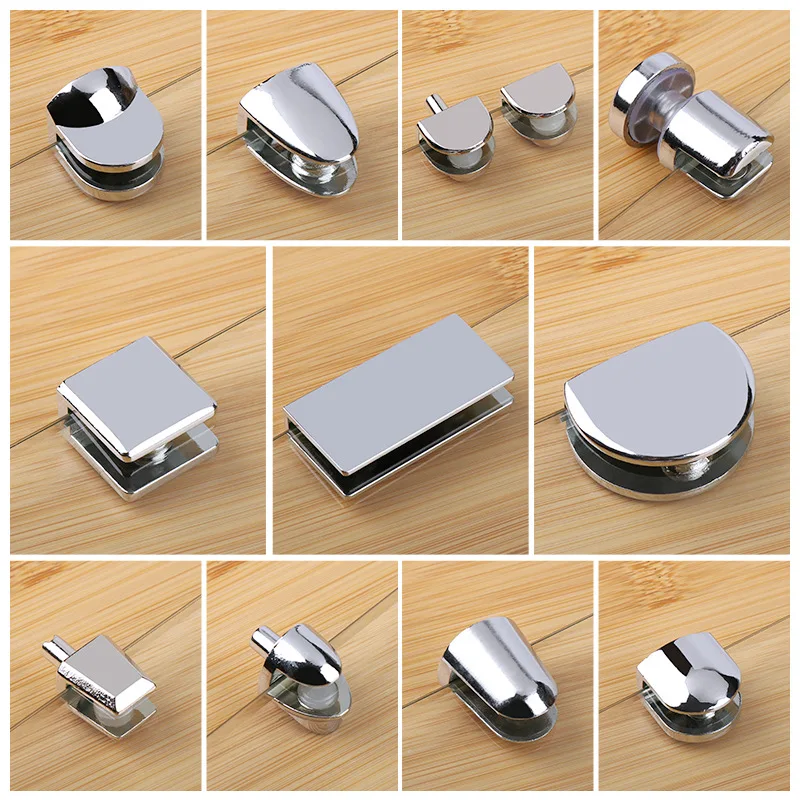 Glass Laminate Tray Bracket Glossy Fish Mouth Clip Zinc Alloy Fixed Glass Clip 5-12MM Thick 1PCS furniture hardware