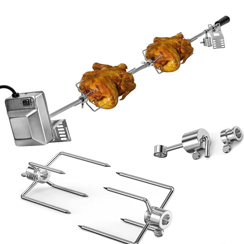 Double Sided Rotisserie Fork 304 Stainless Steel BBQ Grill Skewer 11mm/13mm/14mm Rod Outdoor Roasting Camping Meat Tool Double Sided Rotisserie Fork 304 Stainless Steel BBQ Grill Skewer 11mm/13mm/14mm Rod Outdoor Roasting Camping Meat Tool