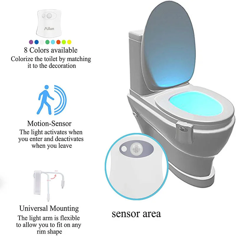 Advanced 16-Color Infrared-Sensor LED Toilet Light, Internal Memory, L -  Upper Echelon Products