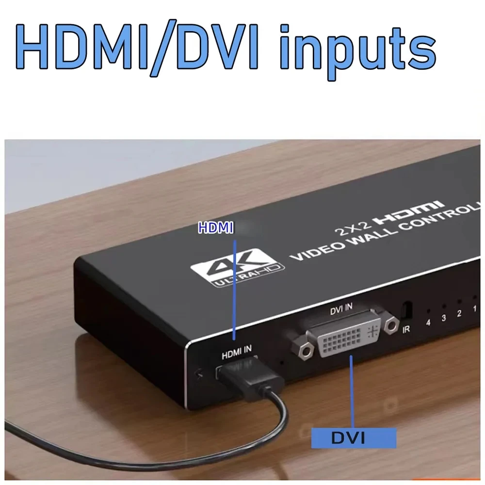 Фото Настенный видеоконтроллер DVI HDMI, 2x2, 1080P, HDMI, 1X2, 1X4, 1X3, 2X1, 3x1, 4X1, мульти-видеоэкран, процессор, устройство для сращивания 2x2 HDMI DVI TV Video wall Controller Processor 1X2 1X4 1X3 2X1 3x1 4X1 multi №3