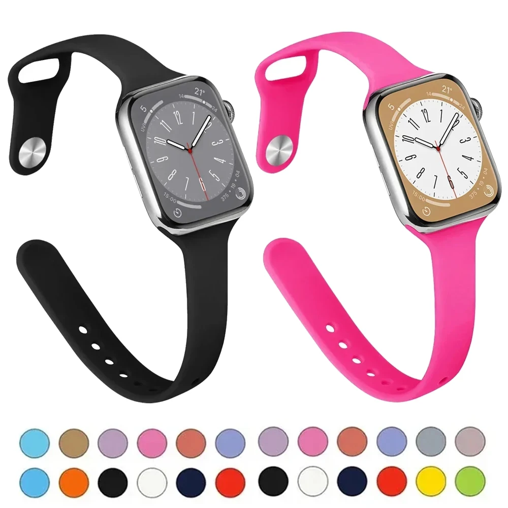 Schlankes Silikon armband für Apple Watch Ultra 44mm Band 41mm 45mm Correa 38mm 40mm 49mm Sporta rmband iwatch serie 8 7 6 5 se 4 3