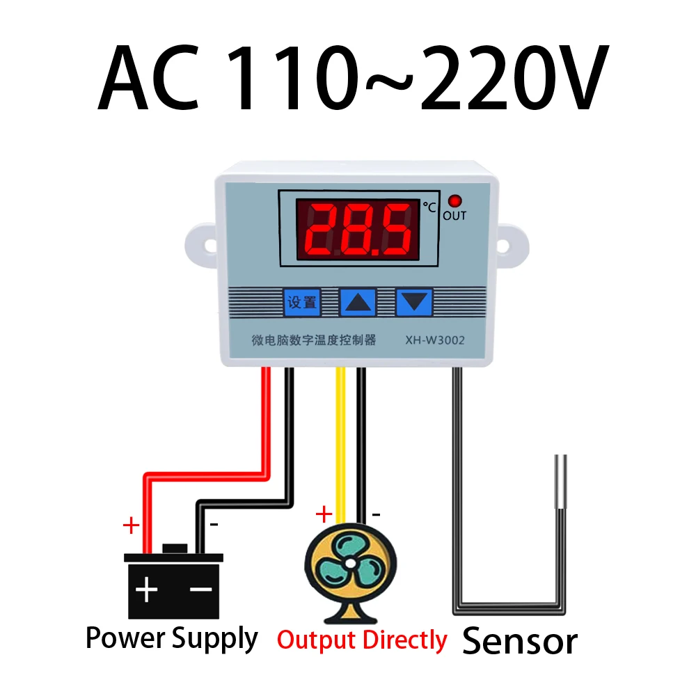 Professional Digital LED Temperature Controller with Thermostat Regulator, 10A Capacity