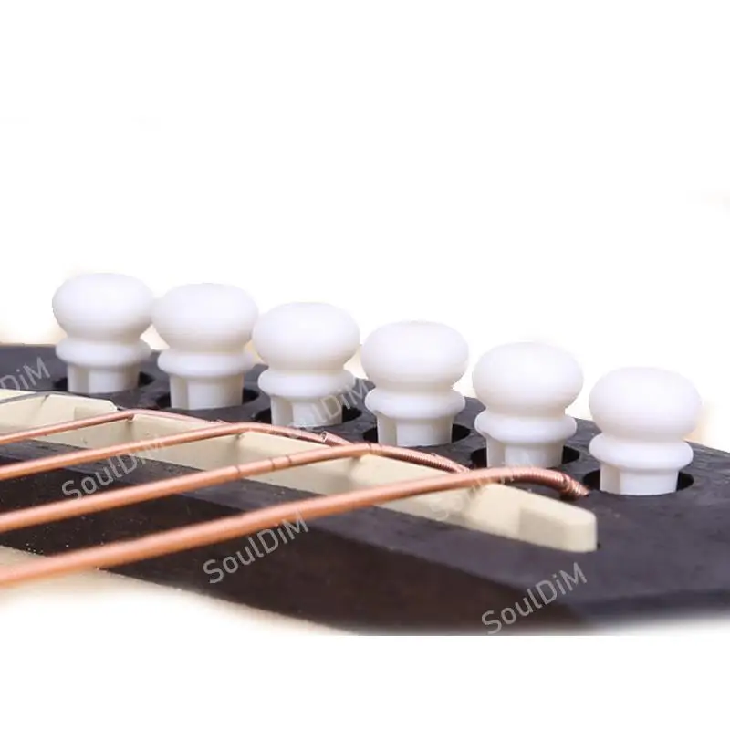 6pcs Real Bone Acoustic Guitar Bridge Pins Pure Bone Bridge Pin for Folk Guitar Replacement Parts Accessories