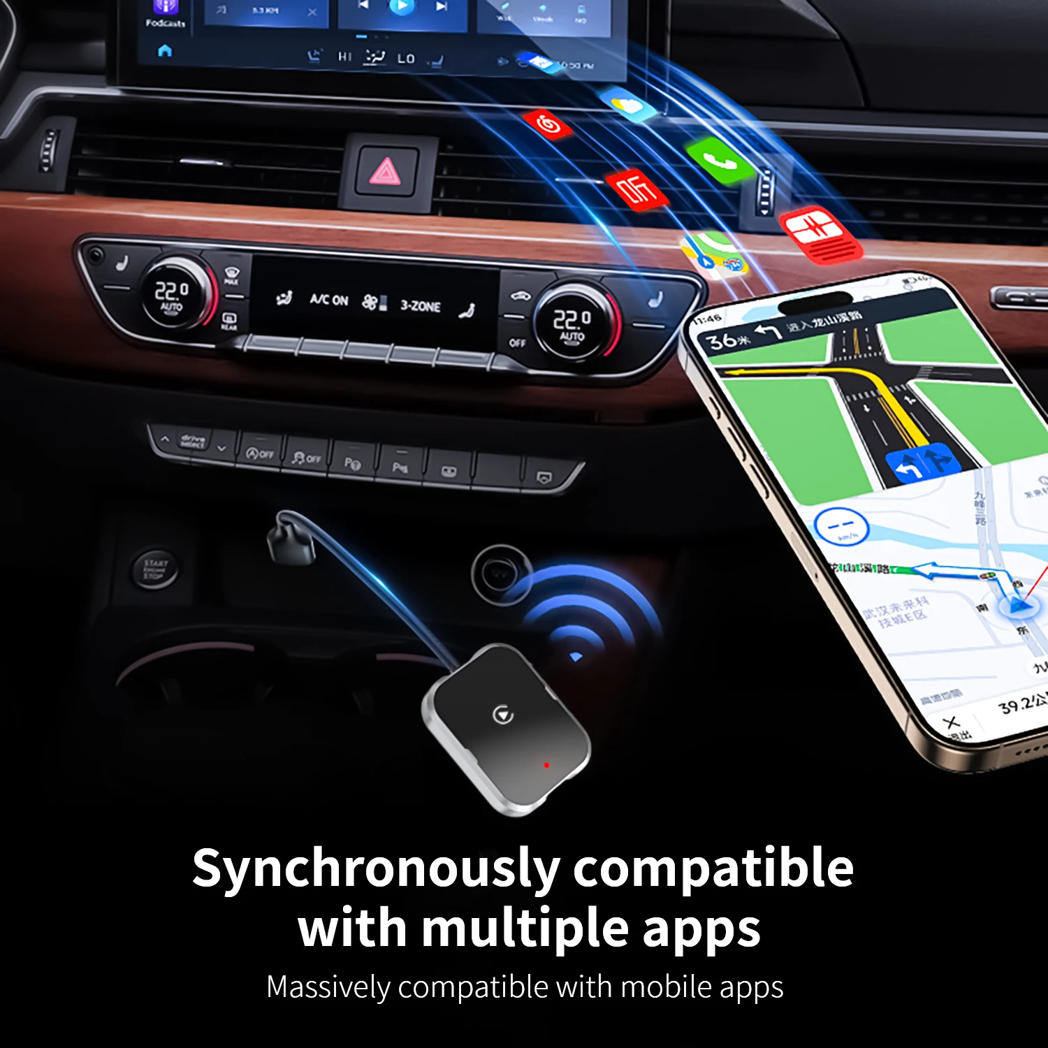 2 in 1 Wireless CarPlay Android Auto Adapter Smart USB Dongle Auto Connect Plug & Play for iPhone and Android Factory Wired Cars