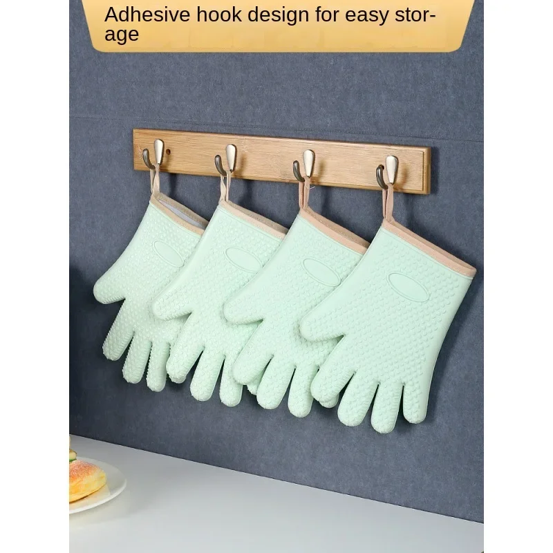 Silicone Oven Mitts Kitchen Gloves Silicone Oven Gloves Silicone Oven Protector Hand Bake Silicone Gloves Microwave Oven Baking Gloves Kitchen Anti-scald Anti-slip Silicone BBQ Oven Pot Holder