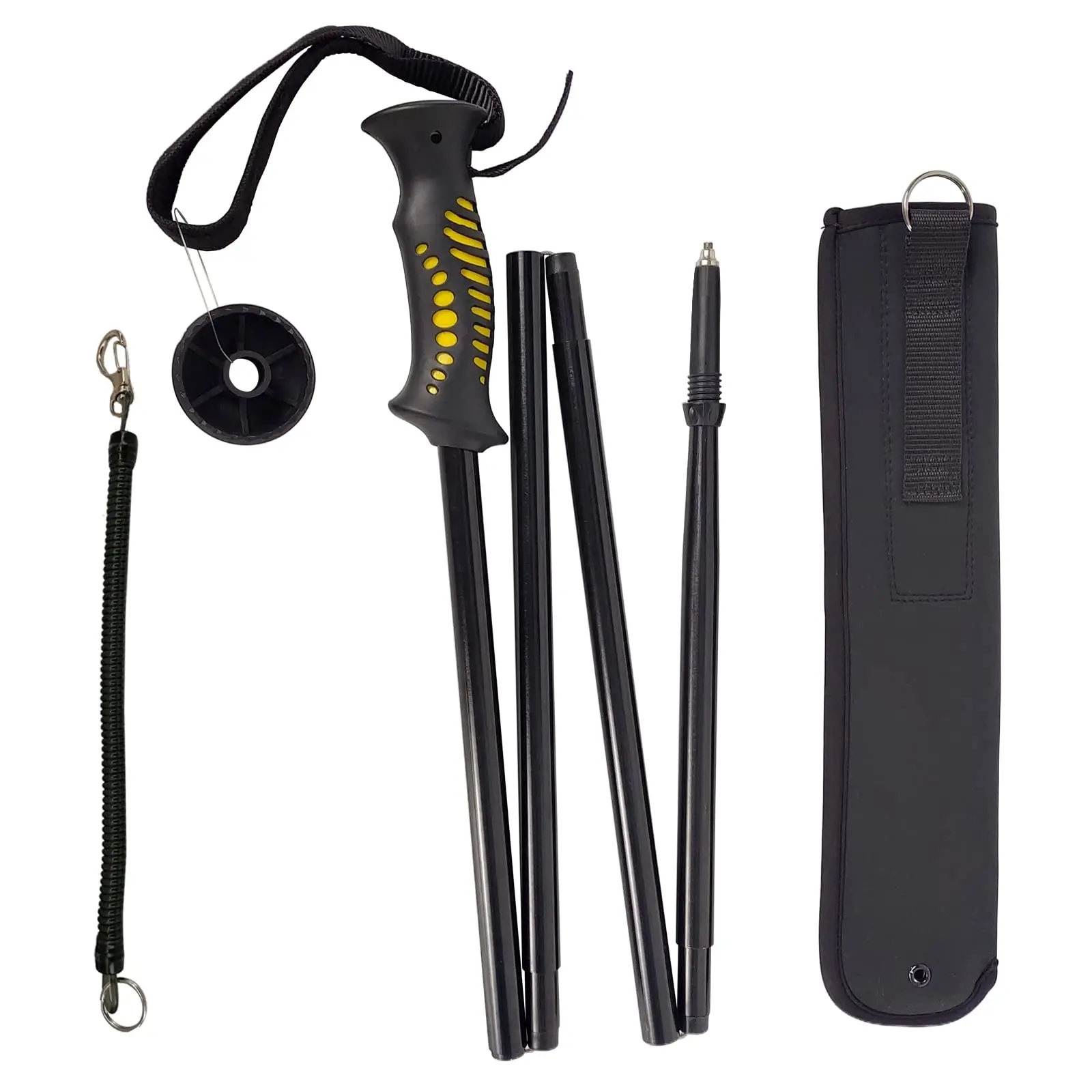 Trekking Poles Fold-able Wading Staff Water Depth Safety Warning Coated Adjustable Stainless