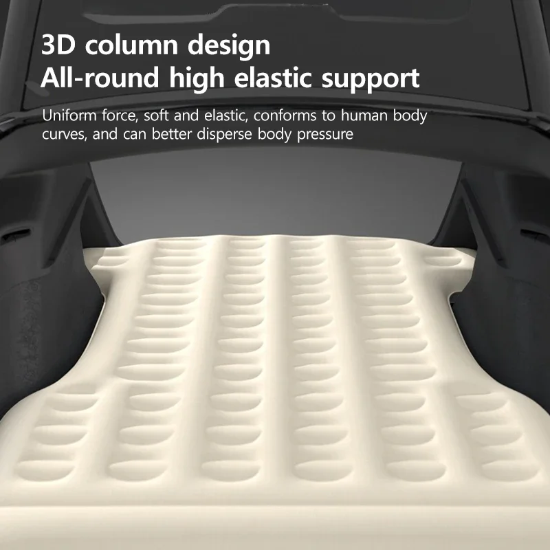 For Tesla Model Y-Car Air Bed Portable Rear Folding Inflatable Mattress for Camping with Flocking Surface and Air Pump