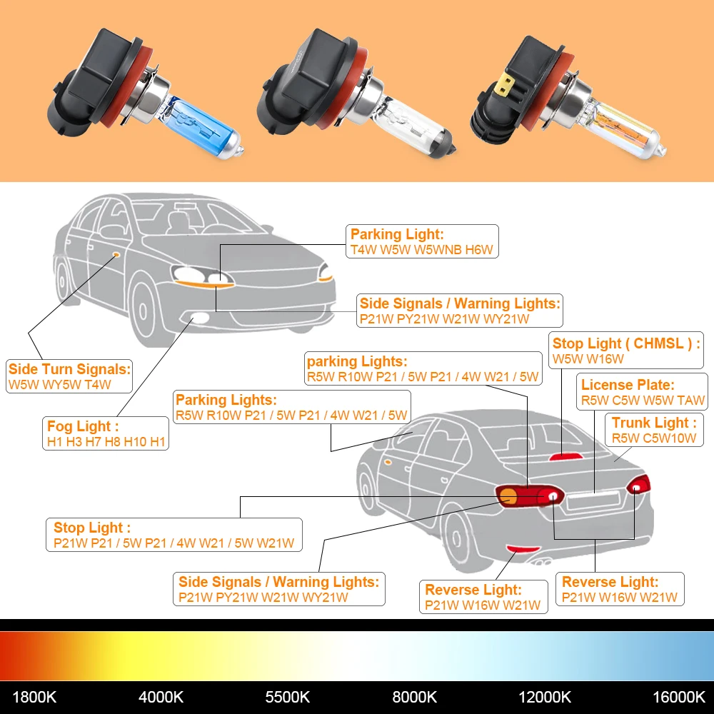 2pcs Super Bright Halogen Bulb H8 12V 55W 2300K Golden Yellow Quartz Glass Car Headlight Lamp h8 55w Halogen Lights