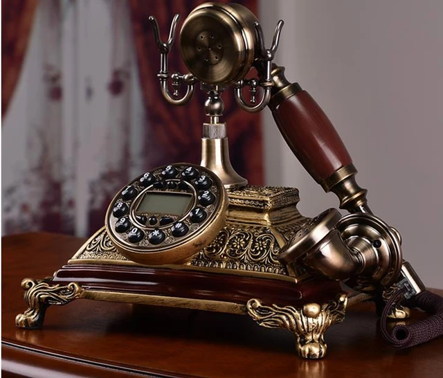 Teléfono antiguo de madera maciza, teléfono vintage de moda, identificador  de llamadas de rellamada - AliExpress