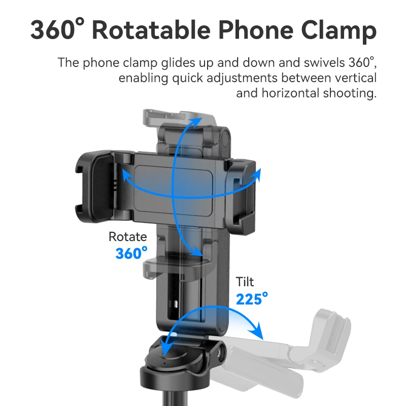 Ulanzi JJ02 Tripod with Remote 3-in-1 Versatility Selfie Stick Phone Grip Vertical Horizontal Shooting with Cold Shoe Mounts