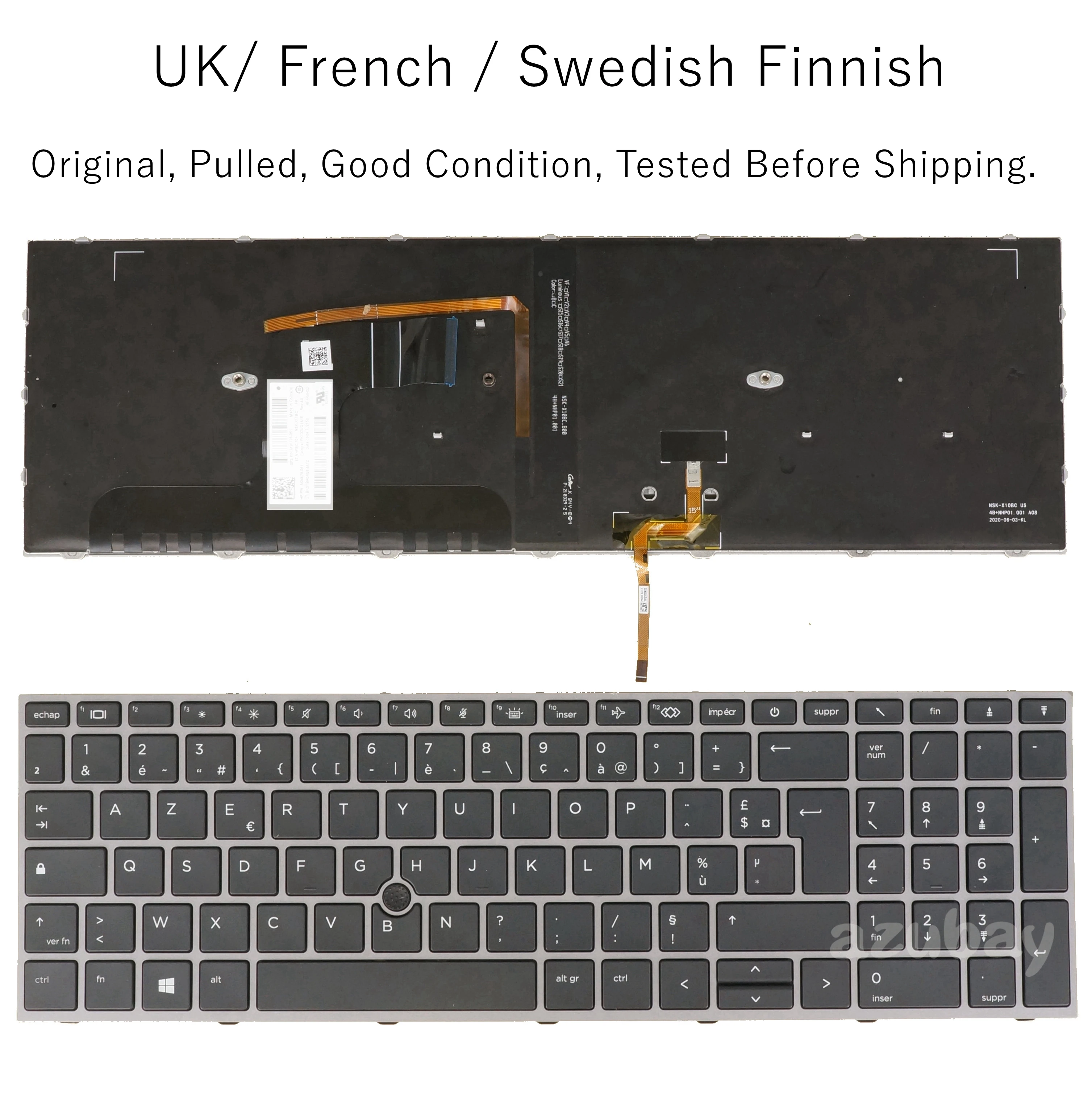 Teclado Finlandês Sueco Francês Britânico para hp Zbook Fury 17 g7 g8 M04679051 031 B71 M20128- 051 031 B71 Nsk-x11bc Retroiluminado Puxado