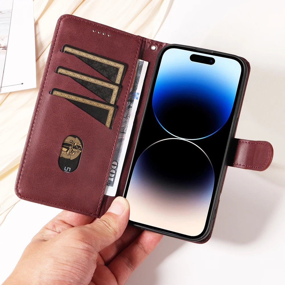 Premium Magnetic Leather Wallet Case with Card Slots – Protective Cover