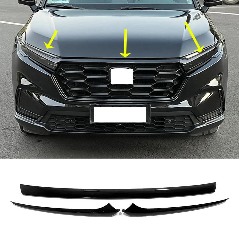 

Car Accessories For Honda CRV CR-V 2023+ ABS black Front Upper Bumper Center Hood Bonnet Guard Grill Strip Molding Cover Trim 3X