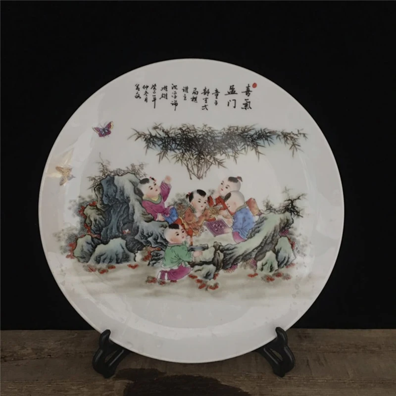 

Five Kids Chinese Style Means Happy Event Came Home Ceramic Plate Retro Dishes for The Elderly Birthday Gift Home Decorations