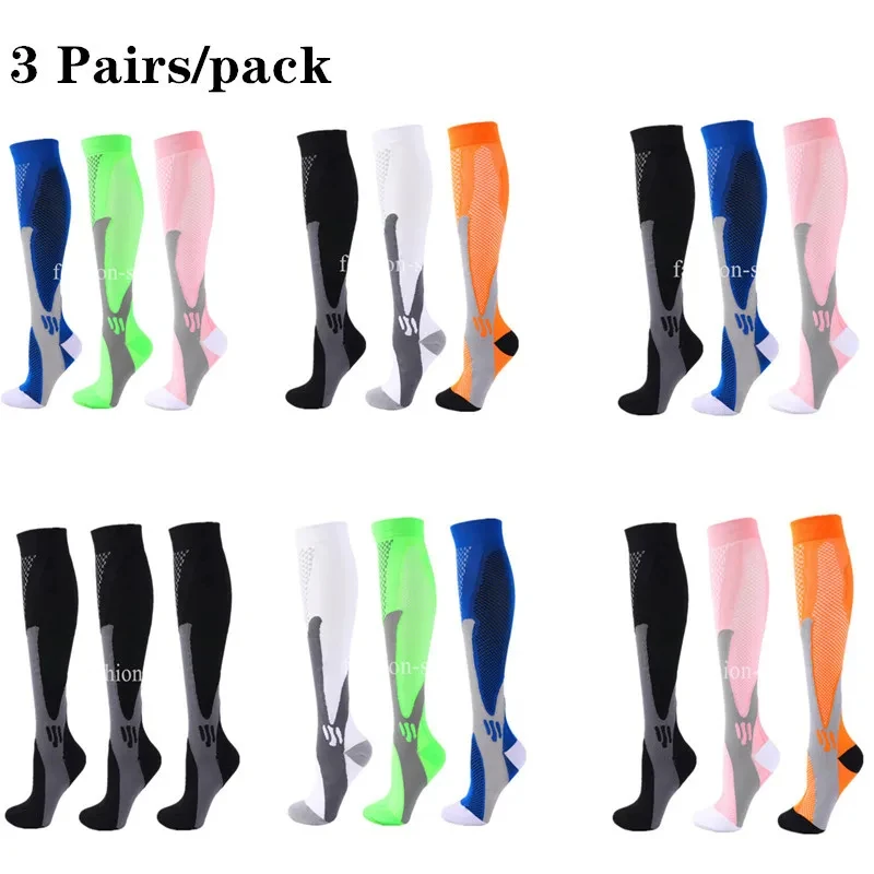 3 Pairs Running Compression Socks For Men Women Football Cycling Golf Sports Socks Medical Varicose Anti Fatigue Pregnancy