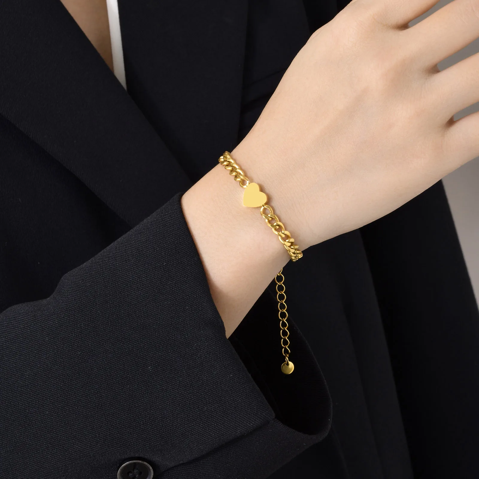 Bracciale Da Donna In Acciaio Inox Con Ciondolo A Forma Di Cuore Catena A Maglie Da 308109