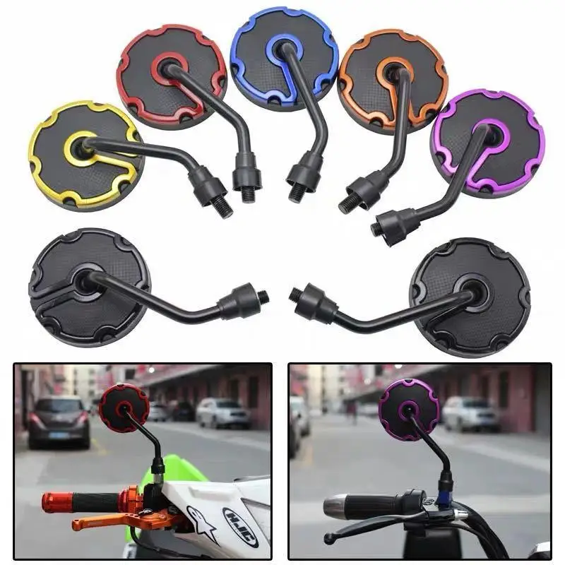 

1 Pair Motorcycle Rearview Mirror Universal 10mm Retro Round Auxiliary Side Mirror 8 Color Modified Parts For Electric Bike