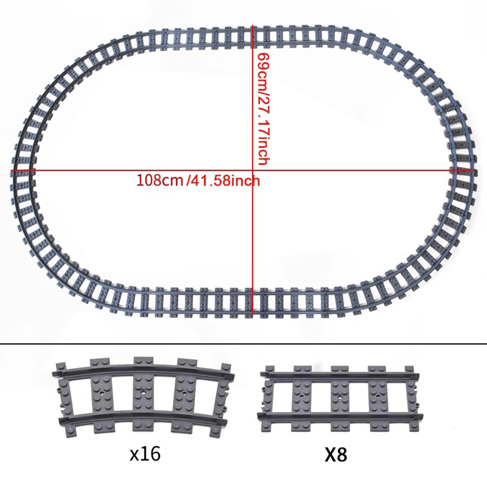 24-teiliges Zubehörset für City Train Tracks, kompatibel mit City Train Sets 60336 30337, Eisenbahnbauspielzeug für Kinder – Detail 5