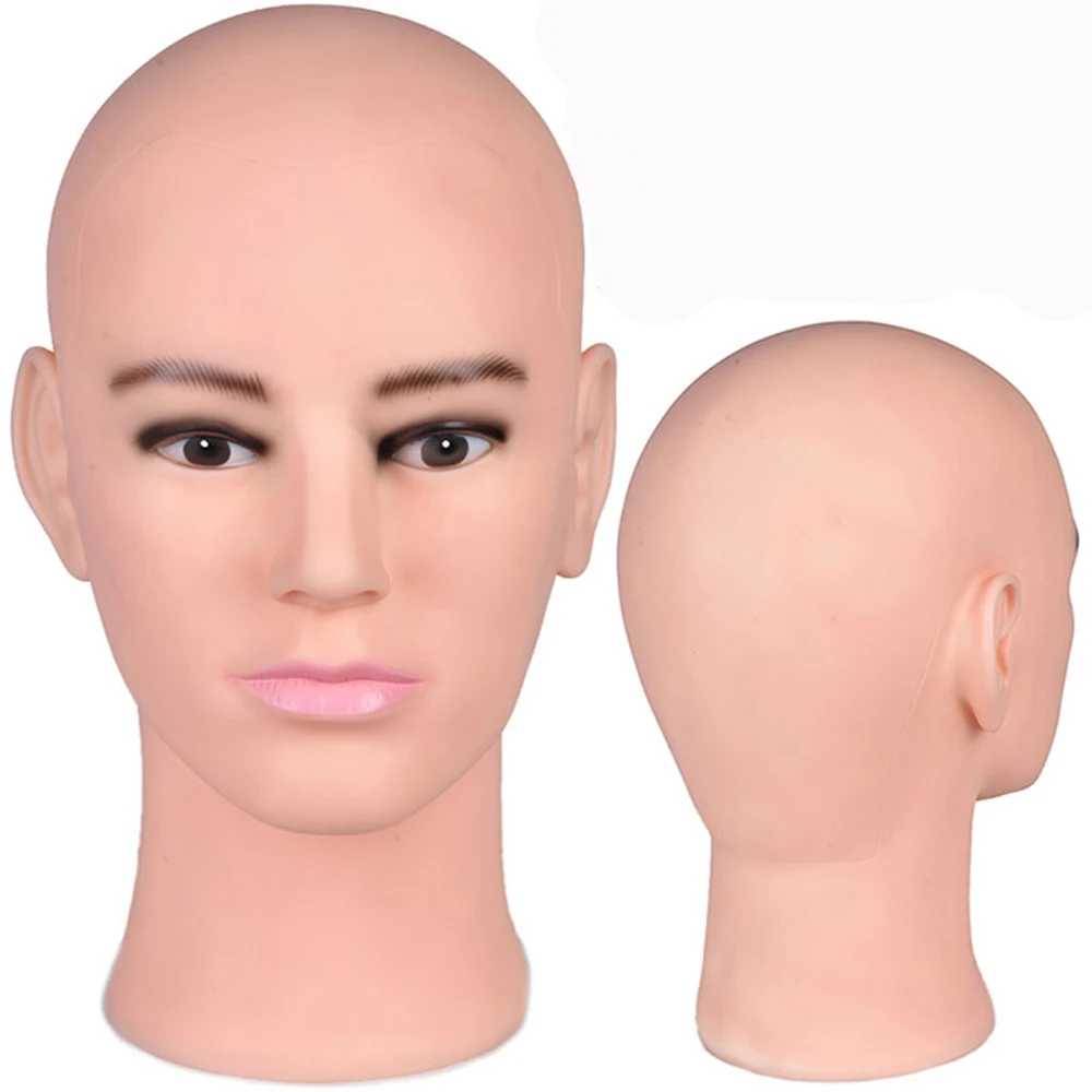 

Male Mannequin Head For Cap Display Stand Manikin Model Glasses Cosmetology Man Pvc Training Practice Bald Dolls Making Wig