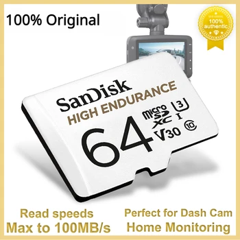 SanDisk High Endurance Video MicroSDXC Card Read up to 100MB/s C10 4K UHD-I micro SD Memory Cards for Dash Cam Home Monitor