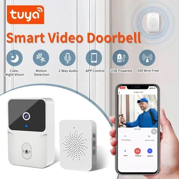 Tuya WiFi Wireless Visual Doorbell Intelligent Intercom Night Vision Mobile APP Control Cloud Access Recording Safe and Reliable 1