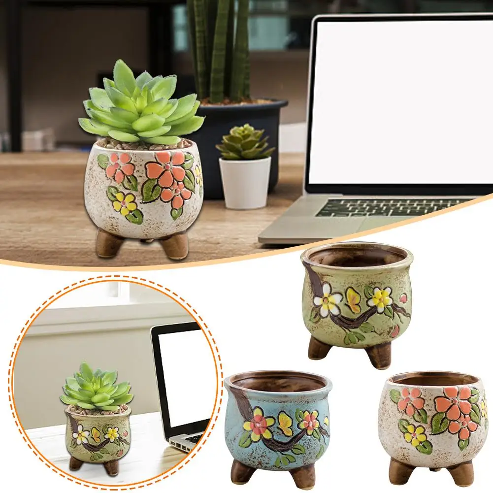 

1Pcs Fleshy Flower Pot Korean Simple Ceramic Hand-painted Fresh Egg Permeable Pot Flower Pot Peach Thumb Flesh Pottery Coar B1Y3