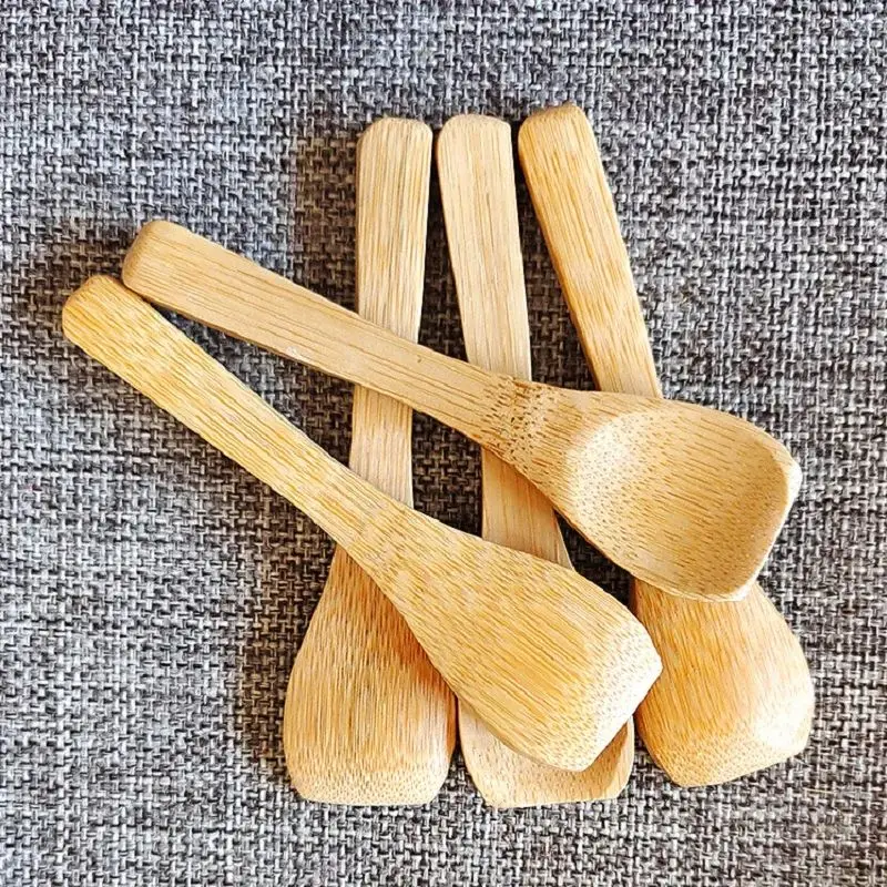 50pcs Mini Bamboo Honey Spoon Seasoning Spice Salt Spoons