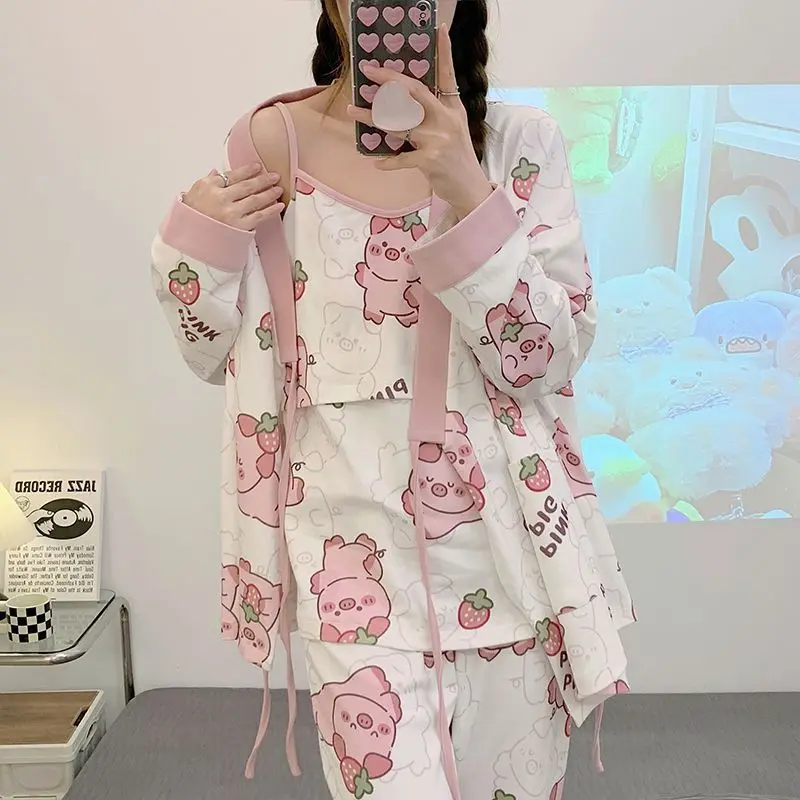 

Confinement Clothing Pregnancy Spring/Summer Thin Sweat Absorbing Postpartum Breastfeeding Autumn Pregnant Women's Pajamas