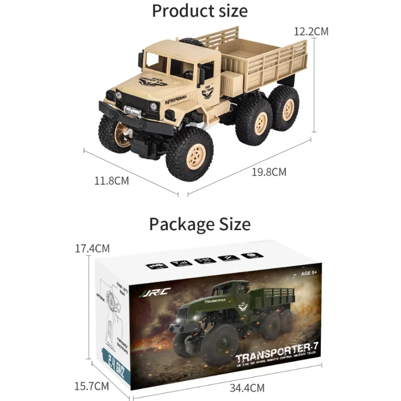 JJRC Q68 Q69 RC Heavy Truck 1/18 2.4G 4CH Off-Road Car With Lights 6WD Brushed Motor Climbing Vehicle RTR Model Kids Toys Boys 6