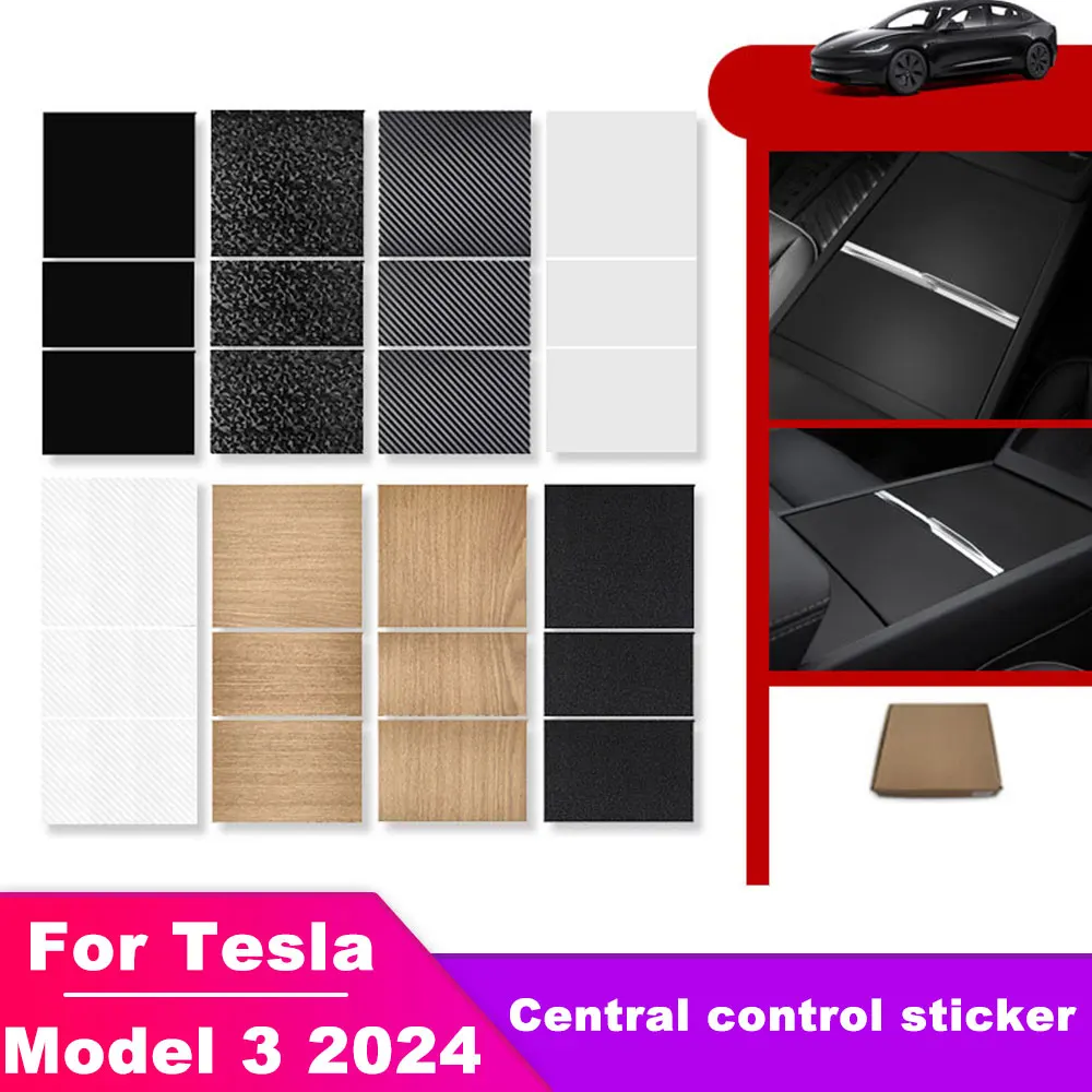 

For Tesla New Model 3 2024 Wood Grain Central Control Panel Sticker Car Accessories Interior Protective Model Three