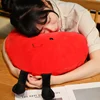 40cm Reversible Red Heart Plush Pillow with Legs Stuffed Blue Pink Cat Face Shaped Clock Flip Plushie Present 3