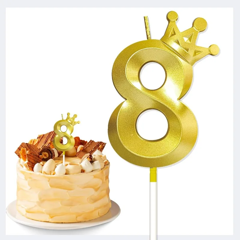 Crown Rose Diamond Birthday Candles 0-9 Digital Cake Topper Number Wedding Cakes Dessert Decor Birthday Party Supplies