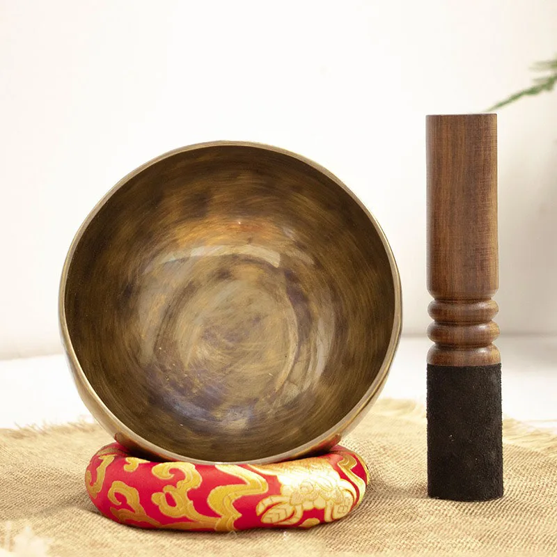 

Large Tibetan Spiritual Bowl Sound Healing Nepal Bowls Yoga Original Cushion Mallet Bronze Set Microwave Safe Buddhist Yarn