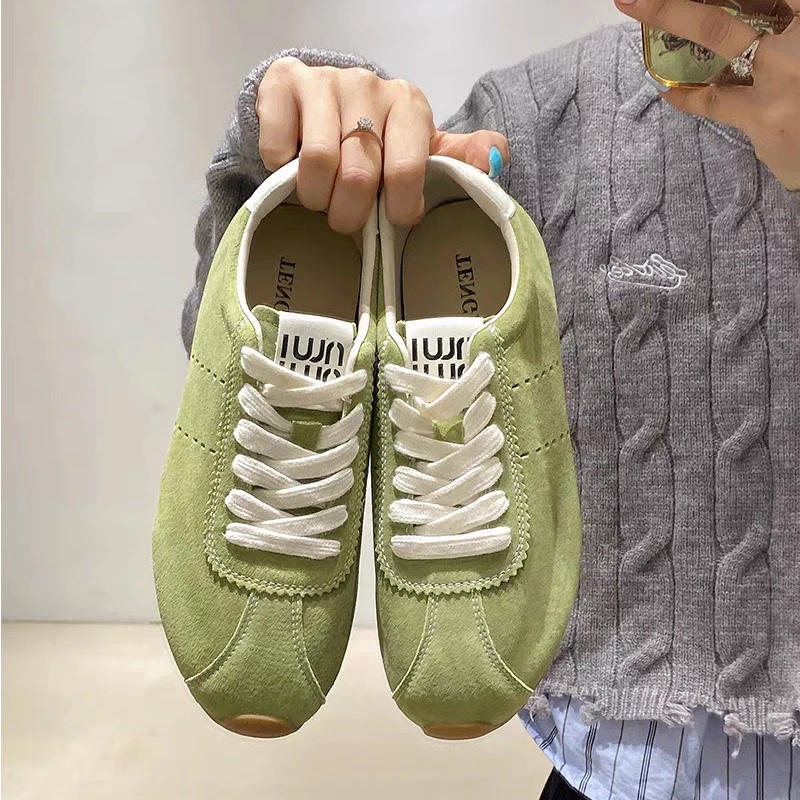 2025 Summer Women Sneakers New Genuine Leather Retro German Training Shoes Women Winter Velvet Fur Flat Casual Shoes Women