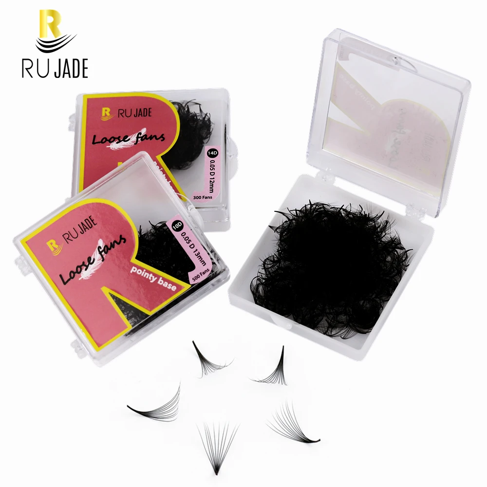 Rujade Sharp Stem Premade Ciglia Ventagli Sciolti Base Sottile A Punta Pre Made False Russian Volume Lash Extension Fans Makeup Cilio