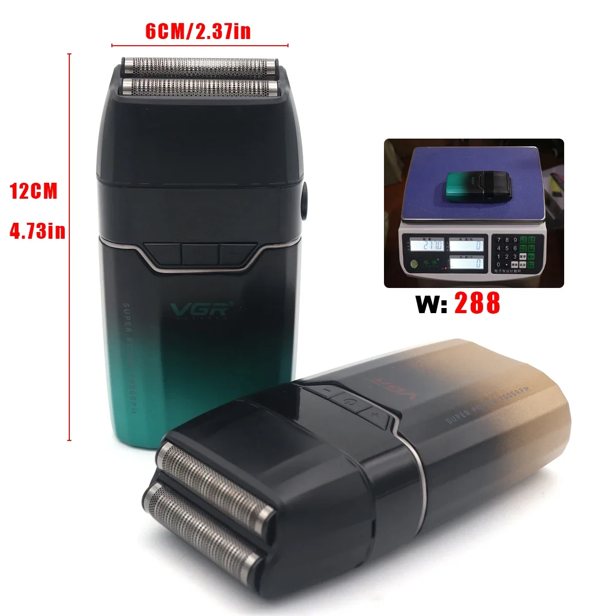 VGR V308 أداة تهذيب اللحية للرجال مزدوجة احباط كام...