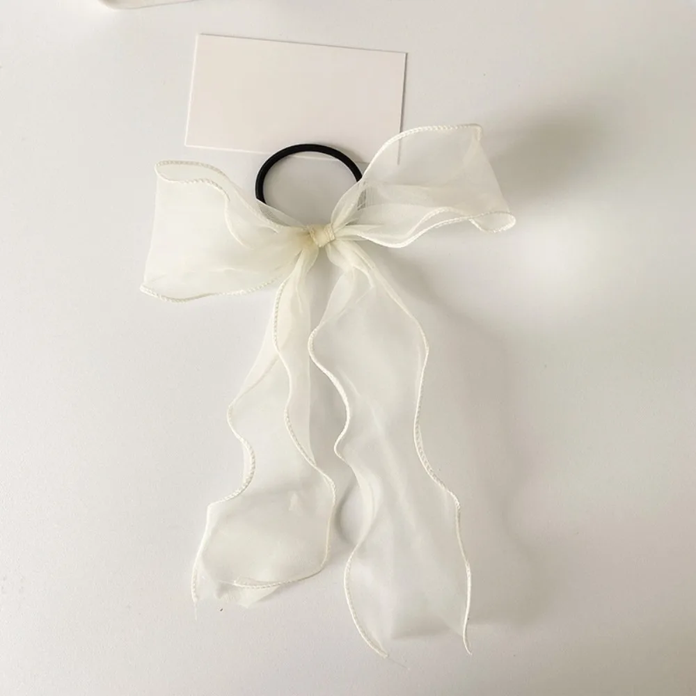 Frühling Einfarbige Spitzenband-Haargummis für Damen, Elastische Haarbänder mit Schleife, Pferdeschwanzhalter, Mädchen-Haaraccessoires – Detail 12