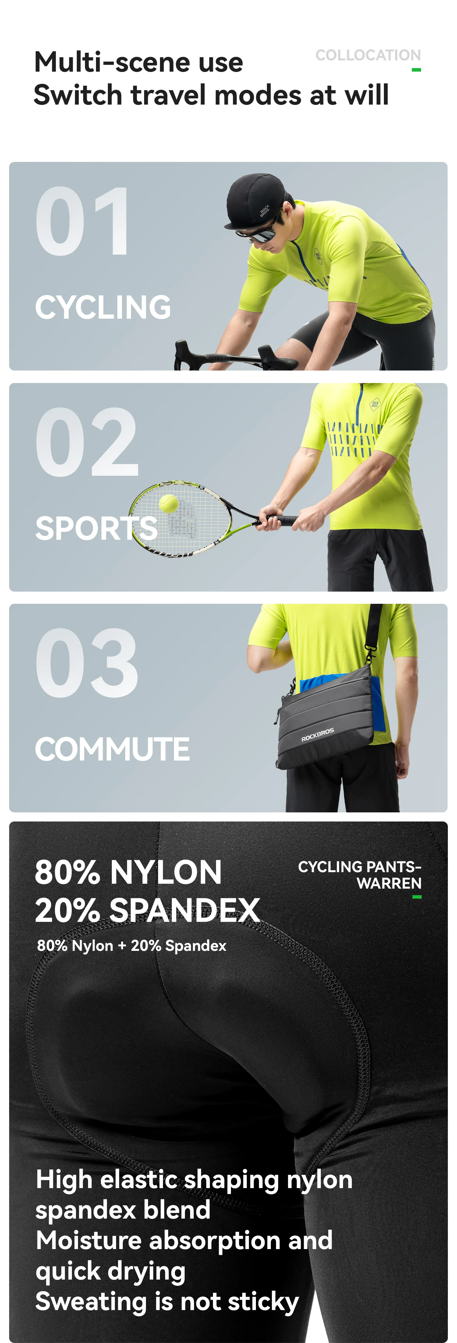ROCKBROS Herren-Radtrikot, leicht, kurzärmelig, atmungsaktiv, für den Sommer, Fahrradbekleidung, Sportbekleidung, schnell trocknendes Outdoor-Shirt – Detail 4