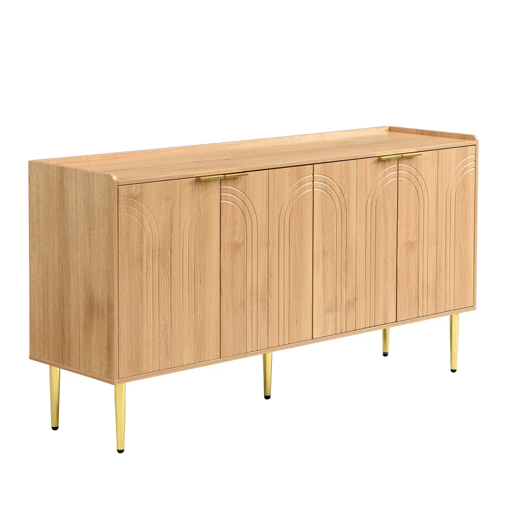 Schlanker, minimalistischer Sideboard-Aufbewahrungsschrank – 140 x 38 x 75 cm, moderner Buffetschrank mit Regalen, Wohnmöbel für Esszimmer – Detail 12