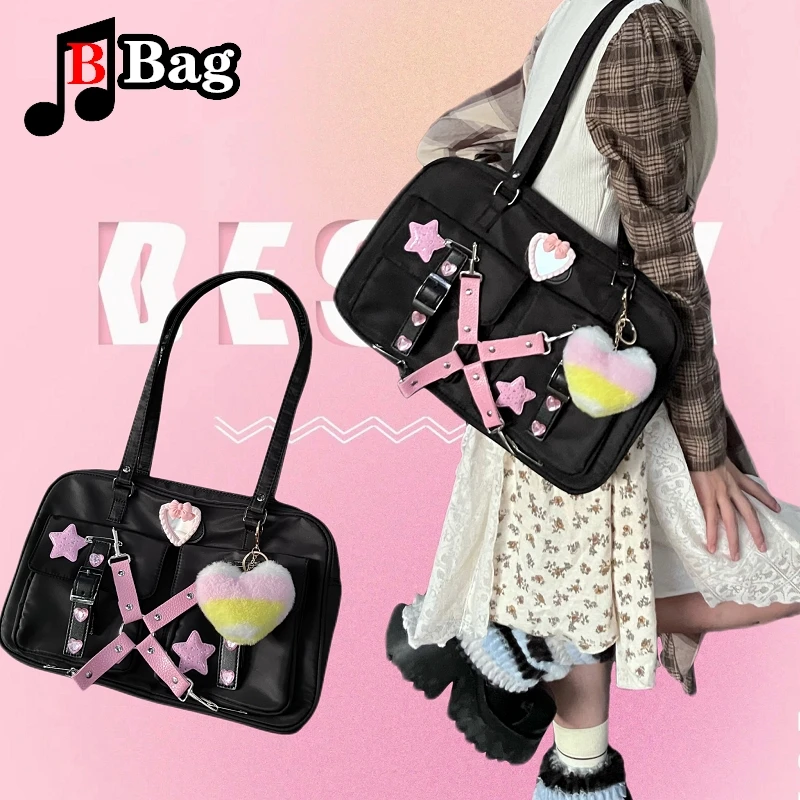 Pink Splice Uniform Bag Spice Girl Gothic Punk Harajuku y2k woman tote