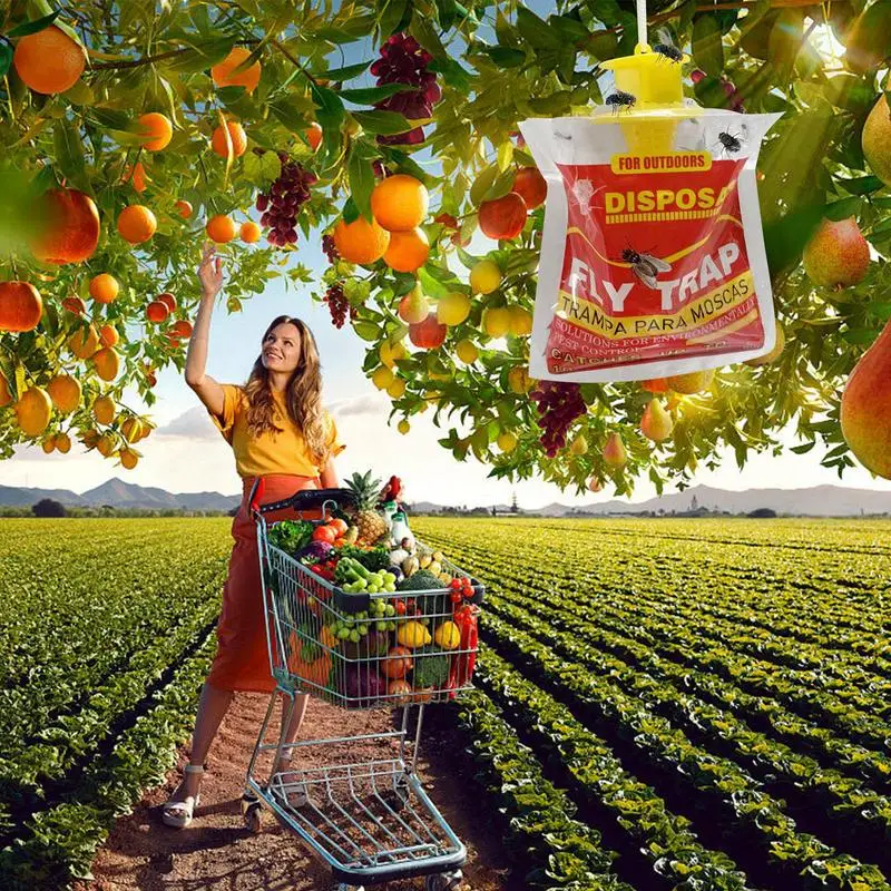 

Natural Pre Baited Fly Trap Bag Multifunctional Big Bag Outdoor Fly Hunter Mosquitoes Trap Fly Catcher For Family Farm Orchard