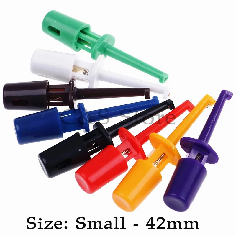 10pcs Mini Single Test Hooks Clips Test Probe for Electronic Testing IC Grabber Small Size Round Crocodile Clip Hook