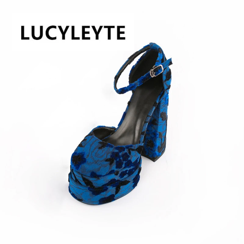 Summer platform wedge new luxury chunky heel pattern mixed color buckle women's sandals mixed color summer fashion shoes